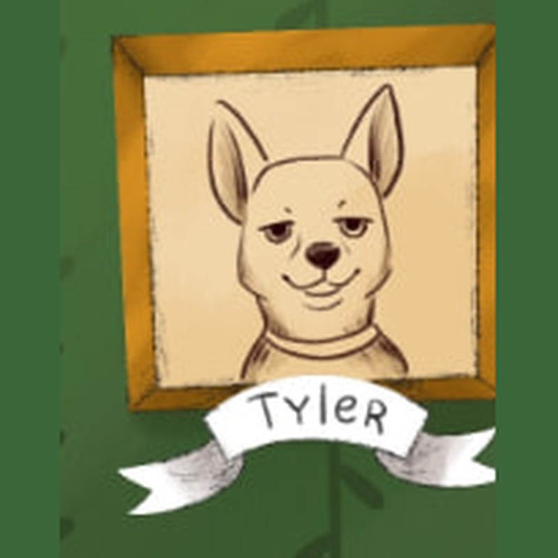 Illustrated framed portrait of Tyler