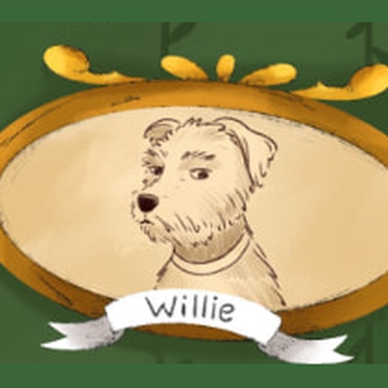 Illustrated framed portrait of Willie